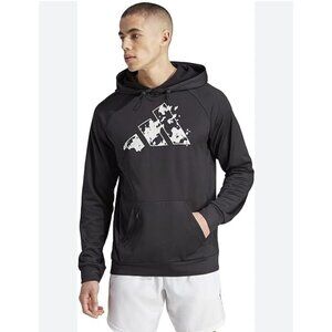 ADIDAS Men's Long Sleeve Pullover Hoodie Logo Graphic Black Gray SZ S NEW
